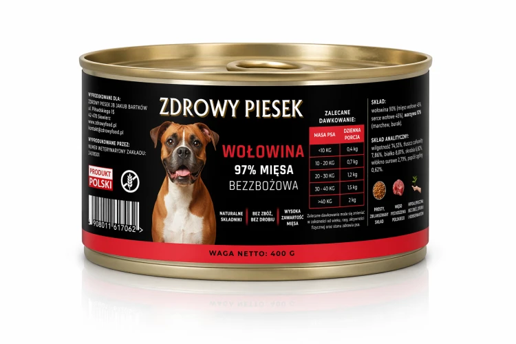 wołowina 97% mięsa karma mokra dla psów