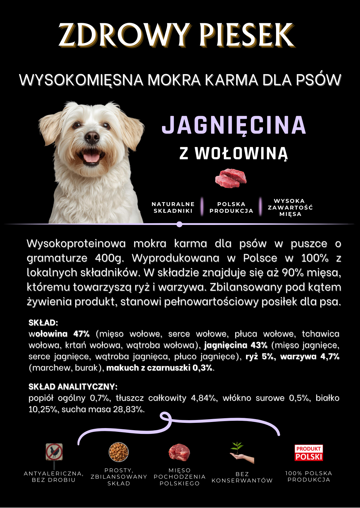 karma wysokomięsna jagnięcina z wołowiną